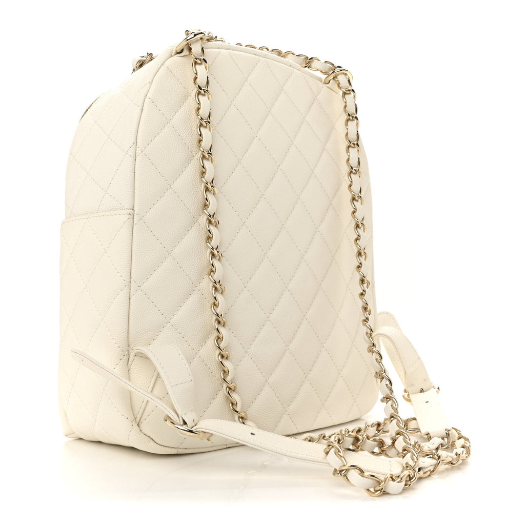 Caviar Quilted Small CC Day Backpack White