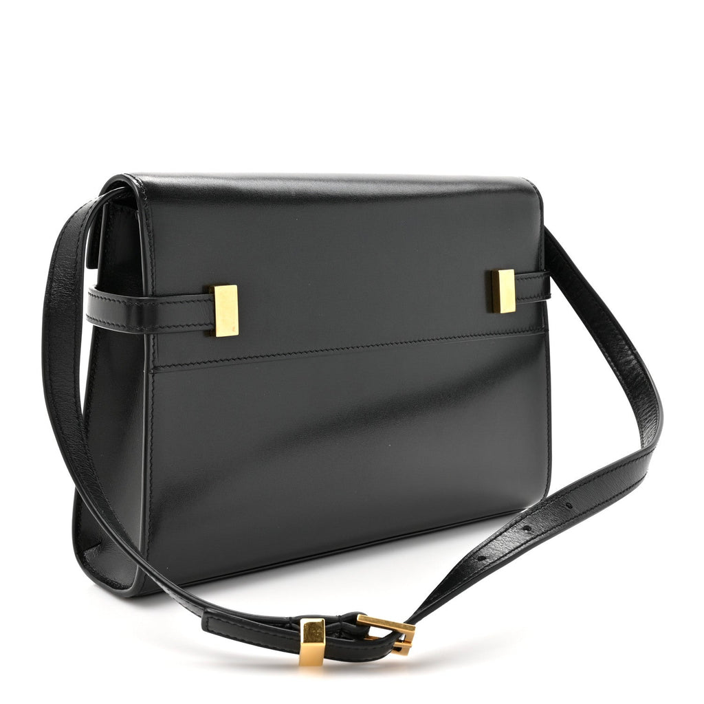 Smooth Calfskin Small Manhattan Shoulder Bag Black