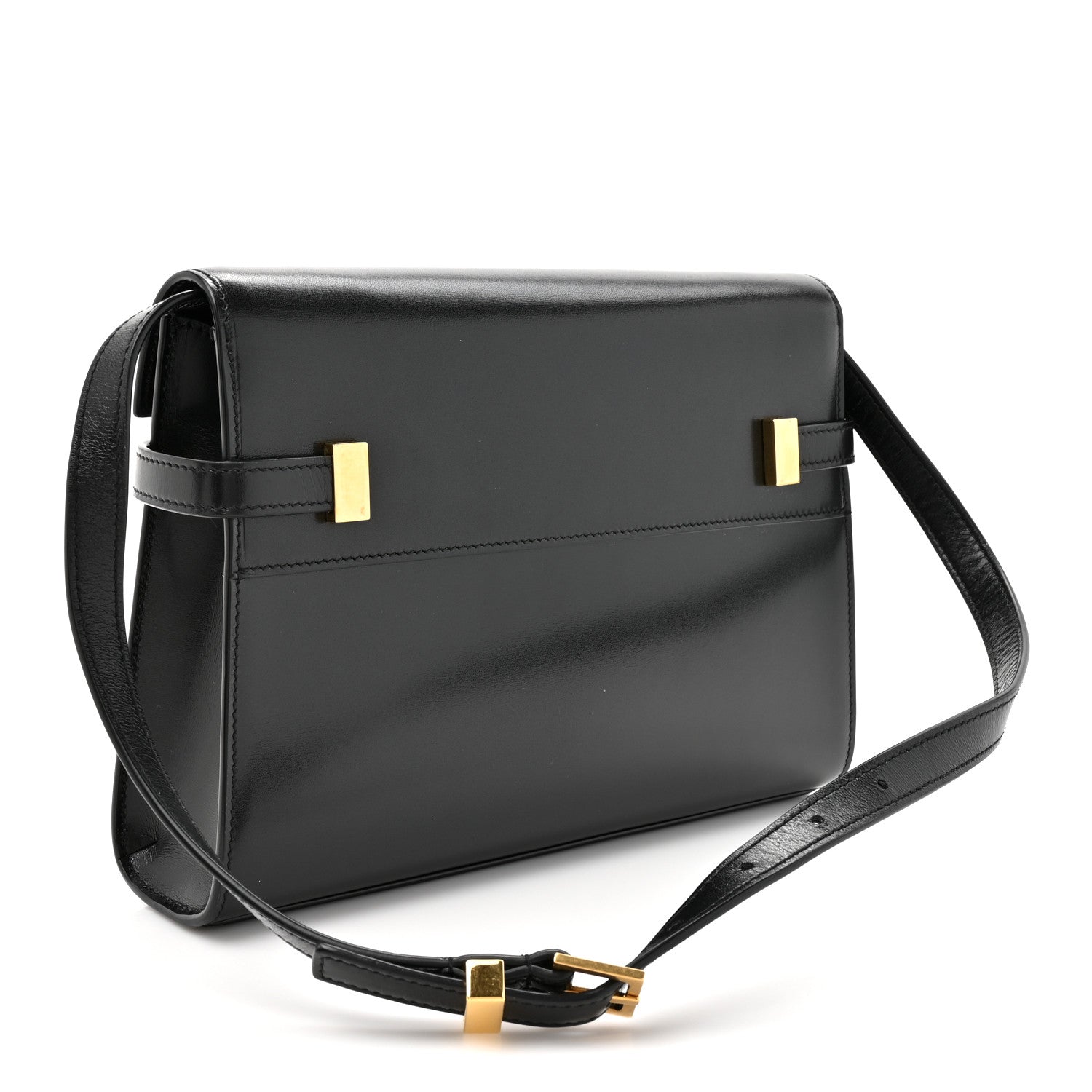 Smooth Calfskin Small Manhattan Shoulder Bag Black