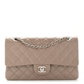 Caviar Quilted Medium Double Flap Taupe