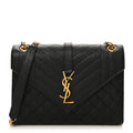 Grain De Poudre Textured Mixed Matelasse Triquilt Medium Monogram Satchel Black