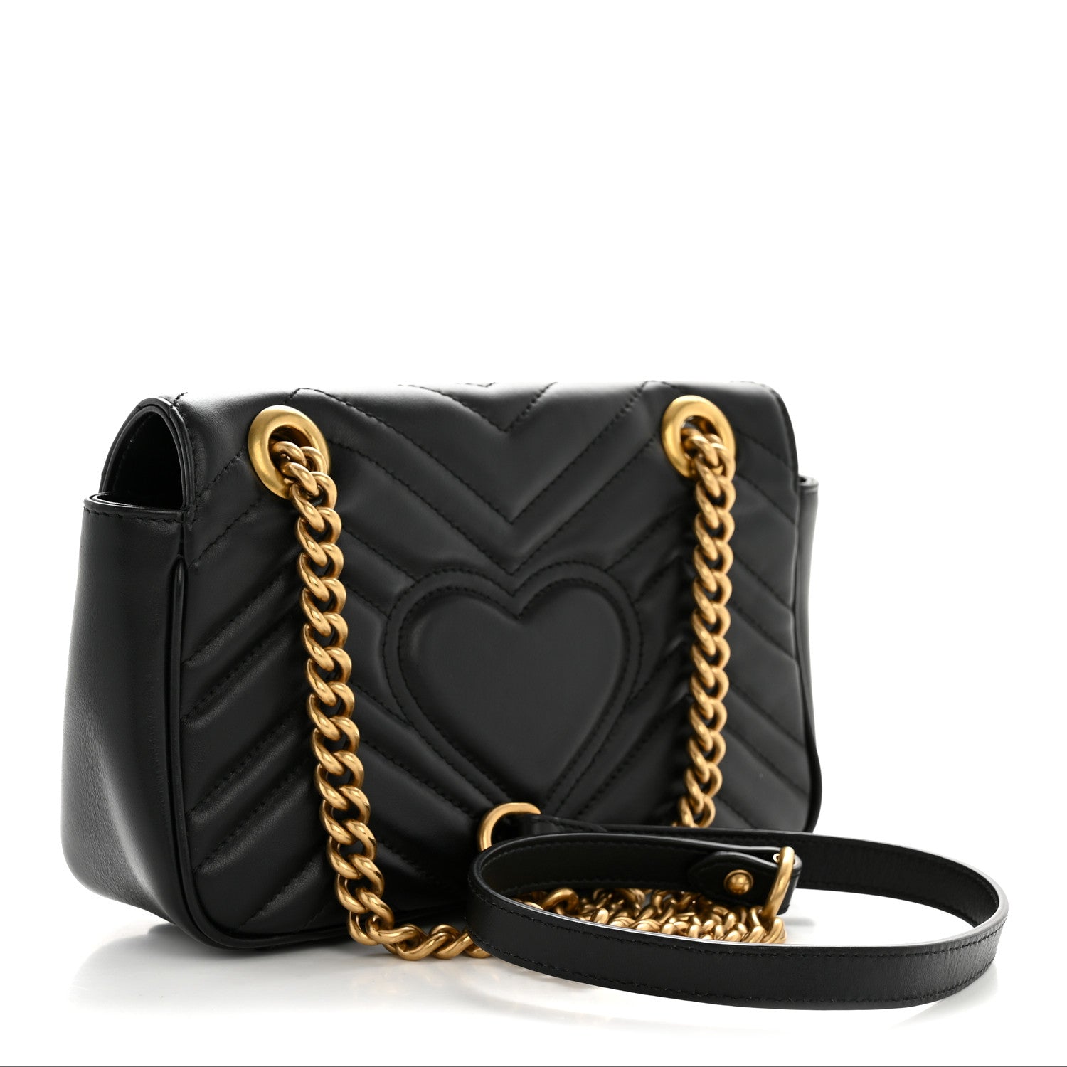 Calfskin Matelasse Mini GG Marmont Shoulder Bag Black