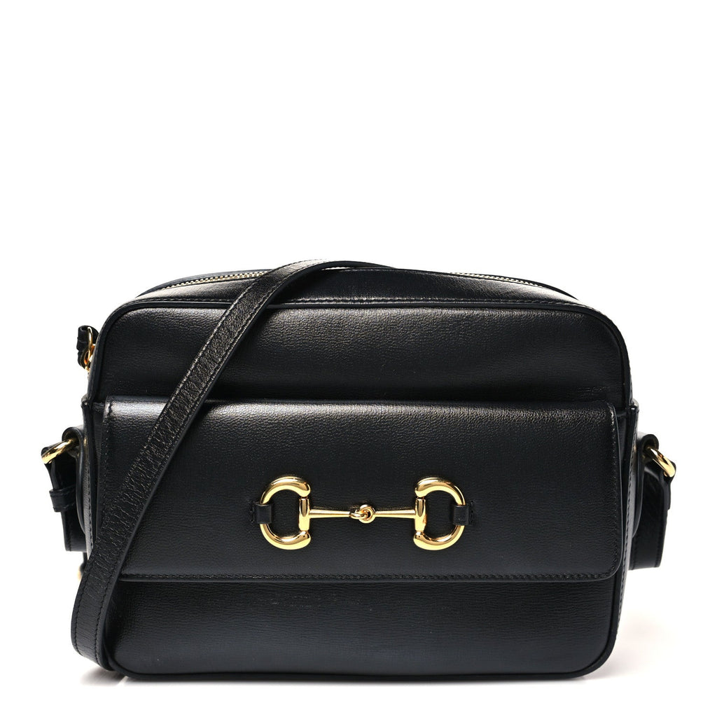 Textured Calfskin Small Horsebit 1955 Shoulder Bag Black
