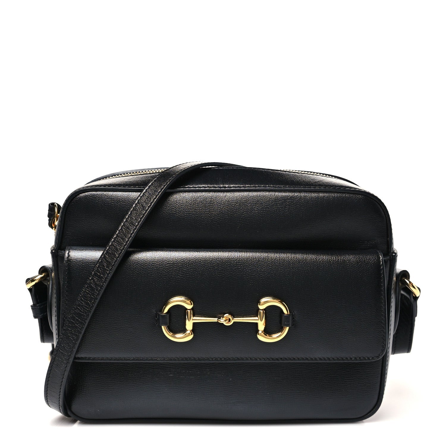 Textured Calfskin Small Horsebit 1955 Shoulder Bag Black