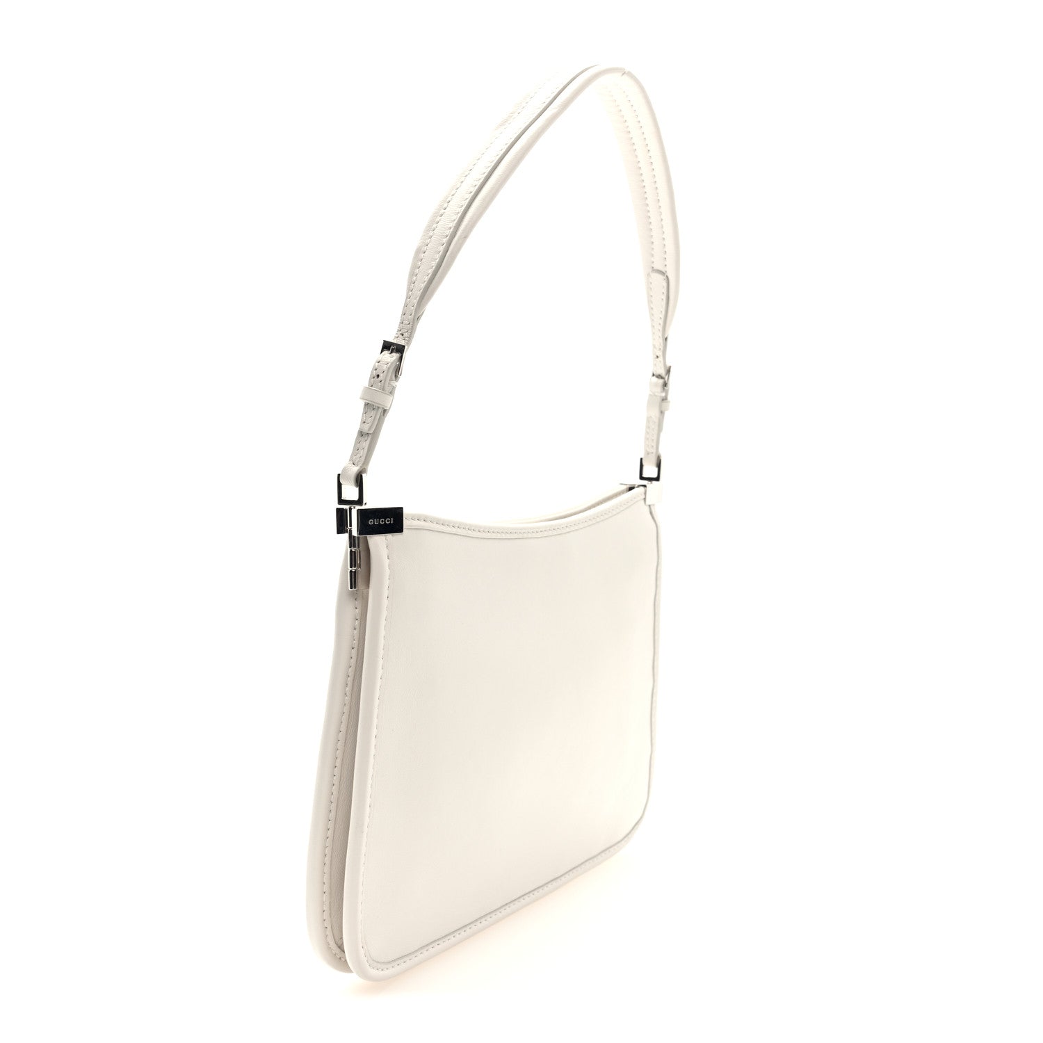 Calfskin Horsebit Slim Shoulder Bag White