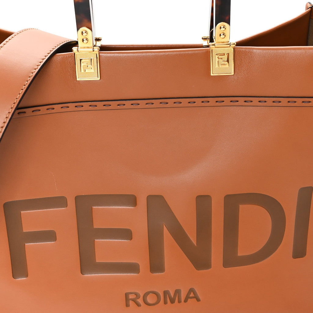 Vitello King Plexiglass Medium Fendi Sunshine Shopper Tote Cuoio