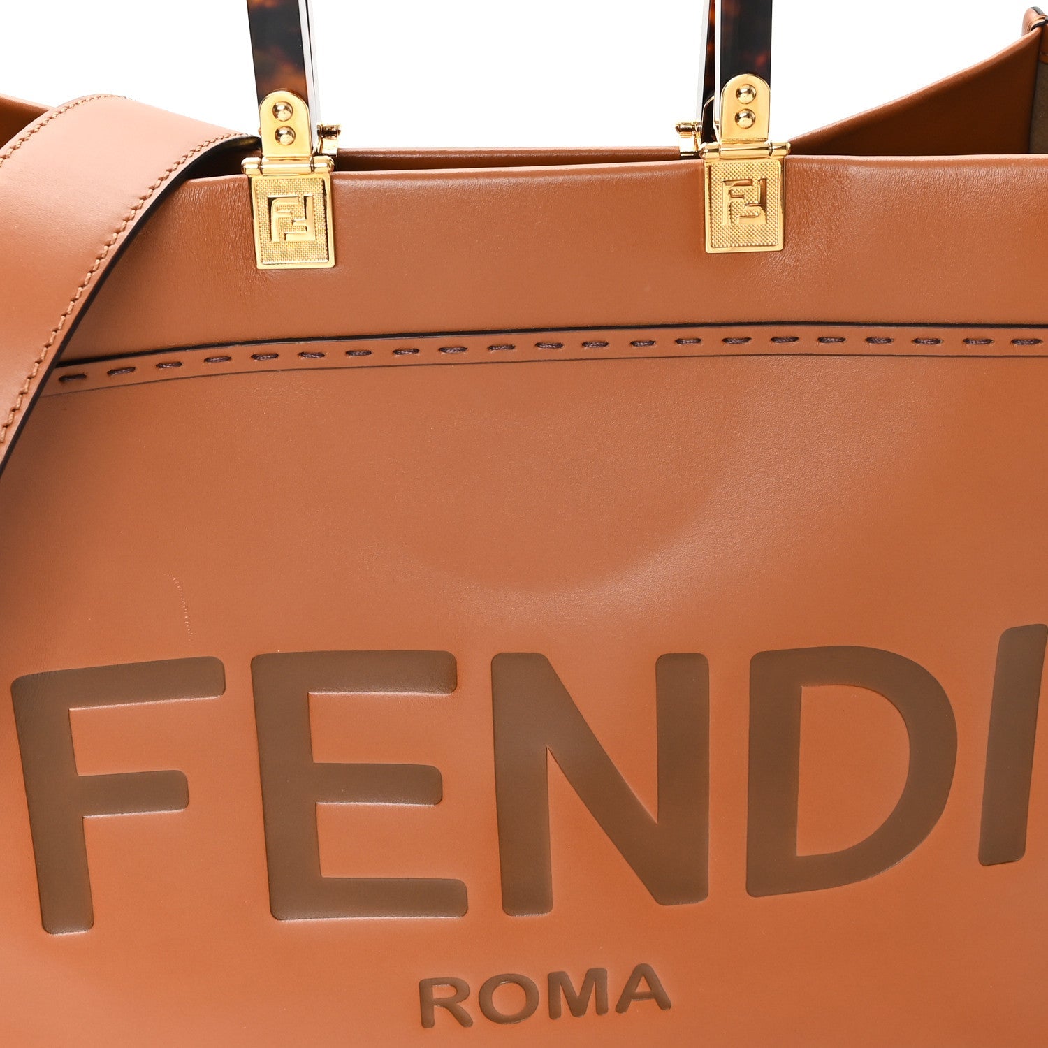 Vitello King Plexiglass Medium Fendi Sunshine Shopper Tote Cuoio