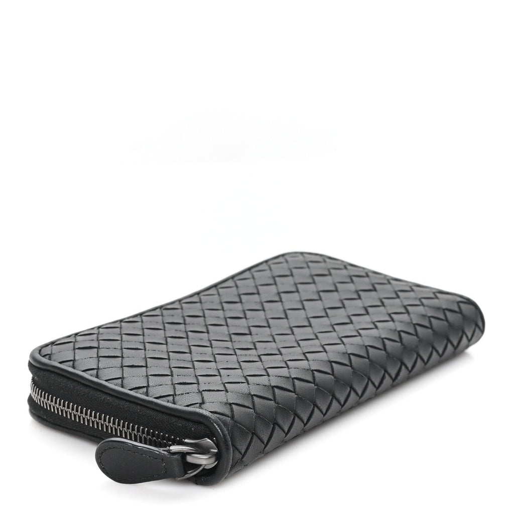 Nappa Intrecciato Zip Around Wallet Black