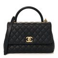 Caviar Quilted Small Coco Handle Flap Black
