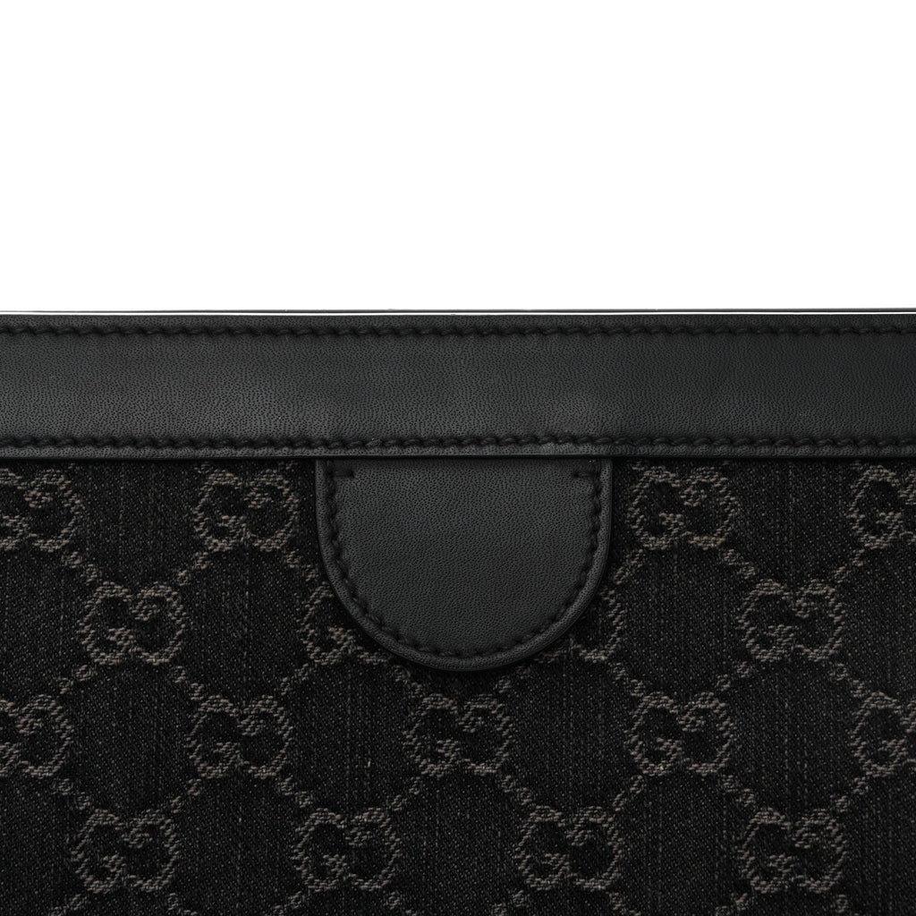 Jacquard Black Denim GG Monogram Chain Shoulder Bag Black Ivory