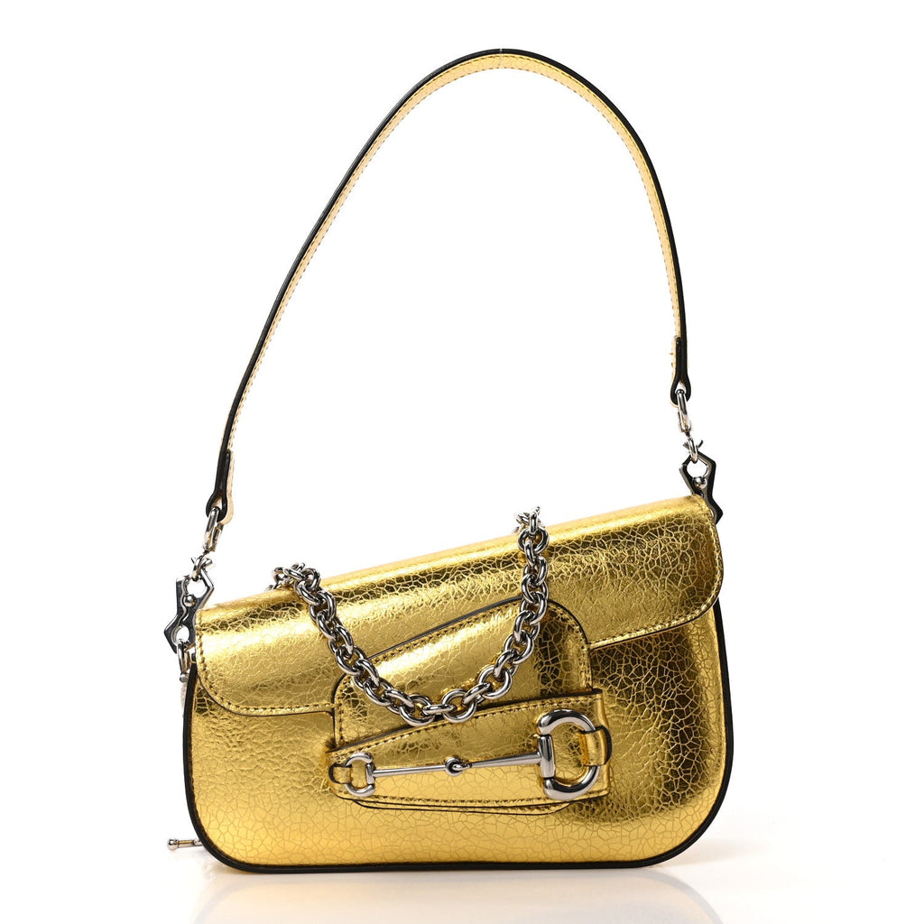 Metallic Demetra Mini Horsebit 1955 Asymmetric Shoulder Bag Gold