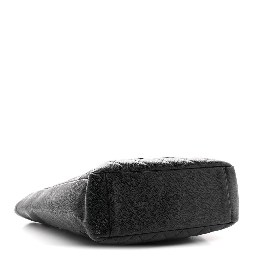 Caviar Quilted Petit Shopping Tote PST Black