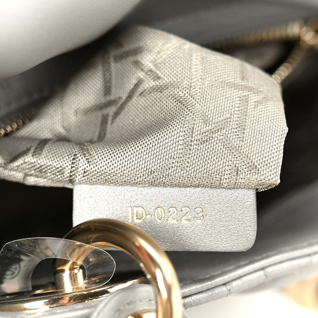 Lambskin Cannage Mini Lady Dior Gray Opaline