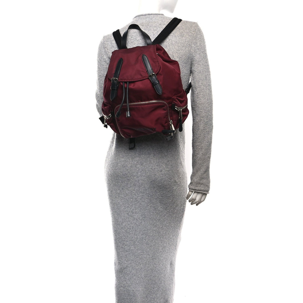 Nylon Medium Rucksack Backpack Burgundy Red