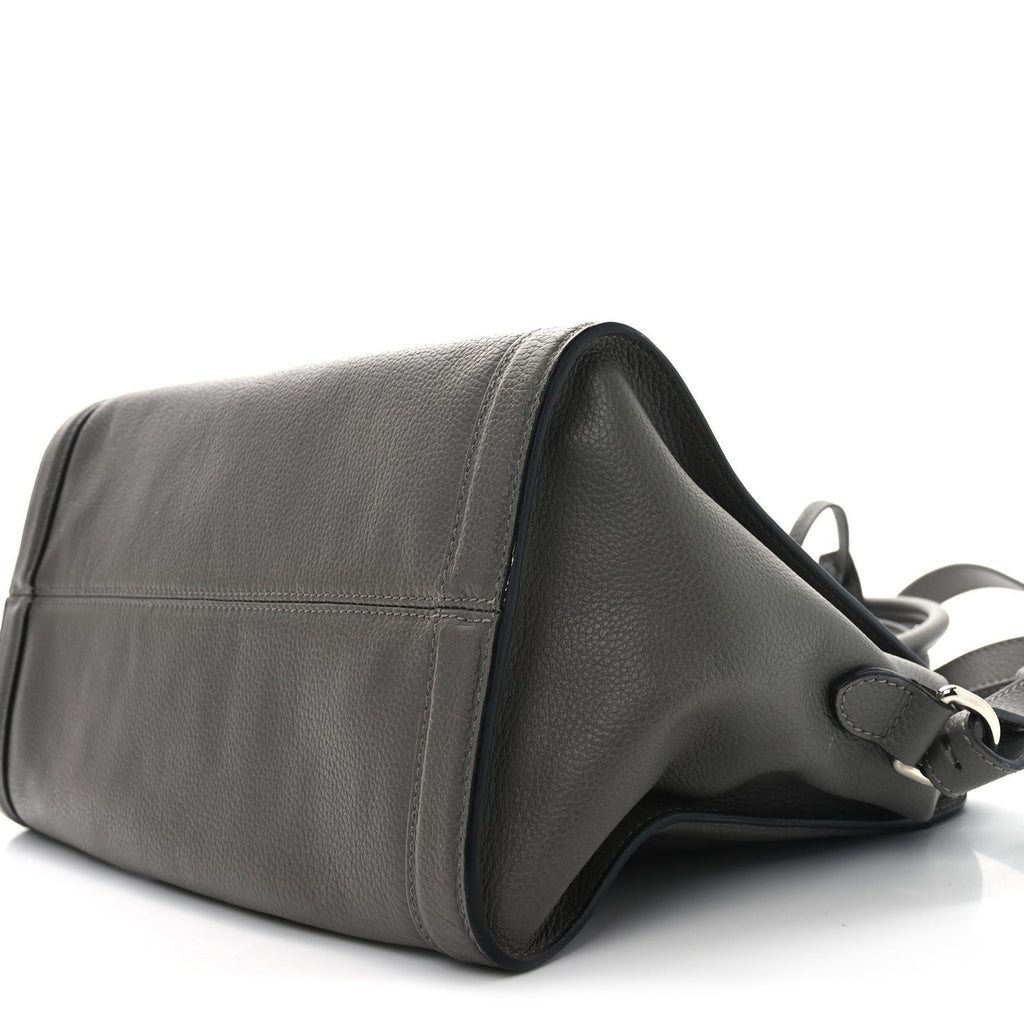Pebbled Calfskin Small Skull Padlock Zip Around Tote Dark Grey