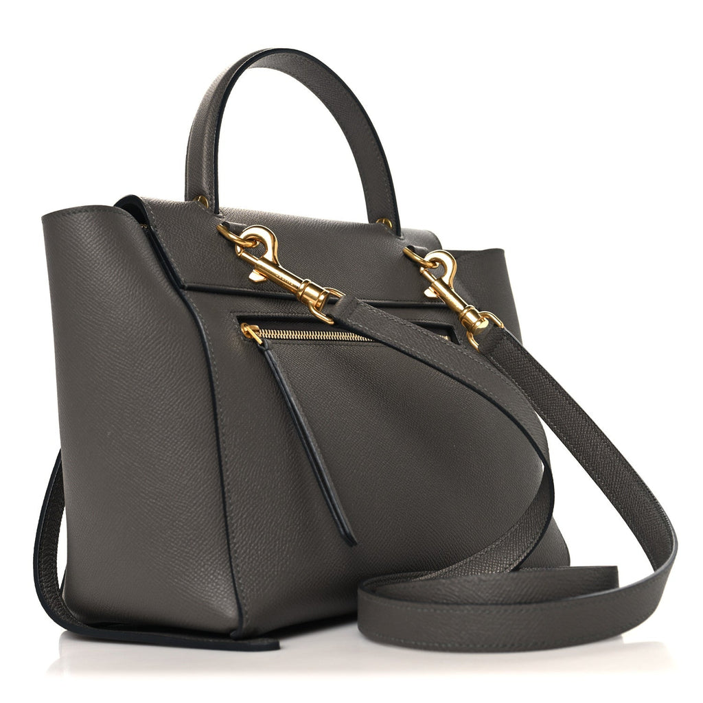 Grained Calfskin Micro Belt Bag Grey