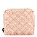 Nappa Intrecciato Small Bi-Fold Zip Wallet Pink