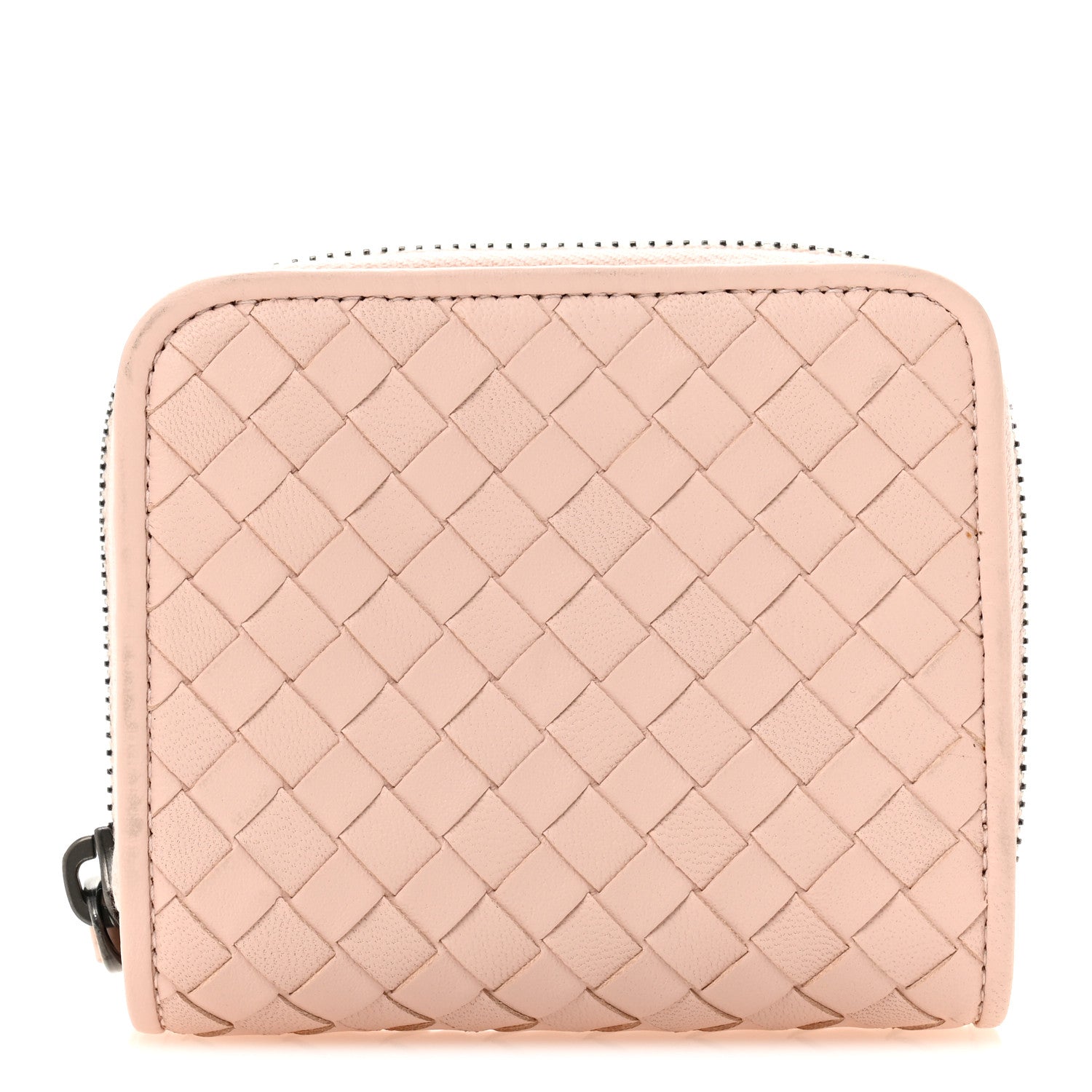 Nappa Intrecciato Small Bi-Fold Zip Wallet Pink