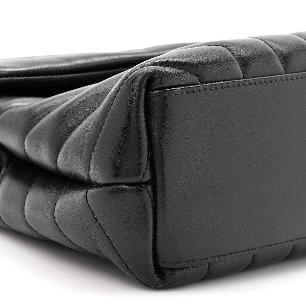 Calfskin Y Quilted Monogram Small Loulou Chain Satchel Black