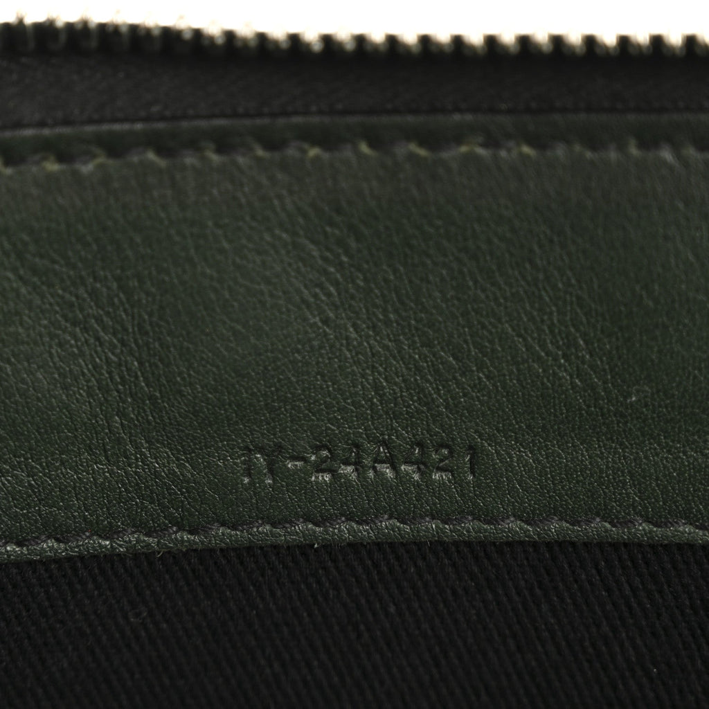 Calfskin Gancini Embossed Wristlet Clutch Dark Green