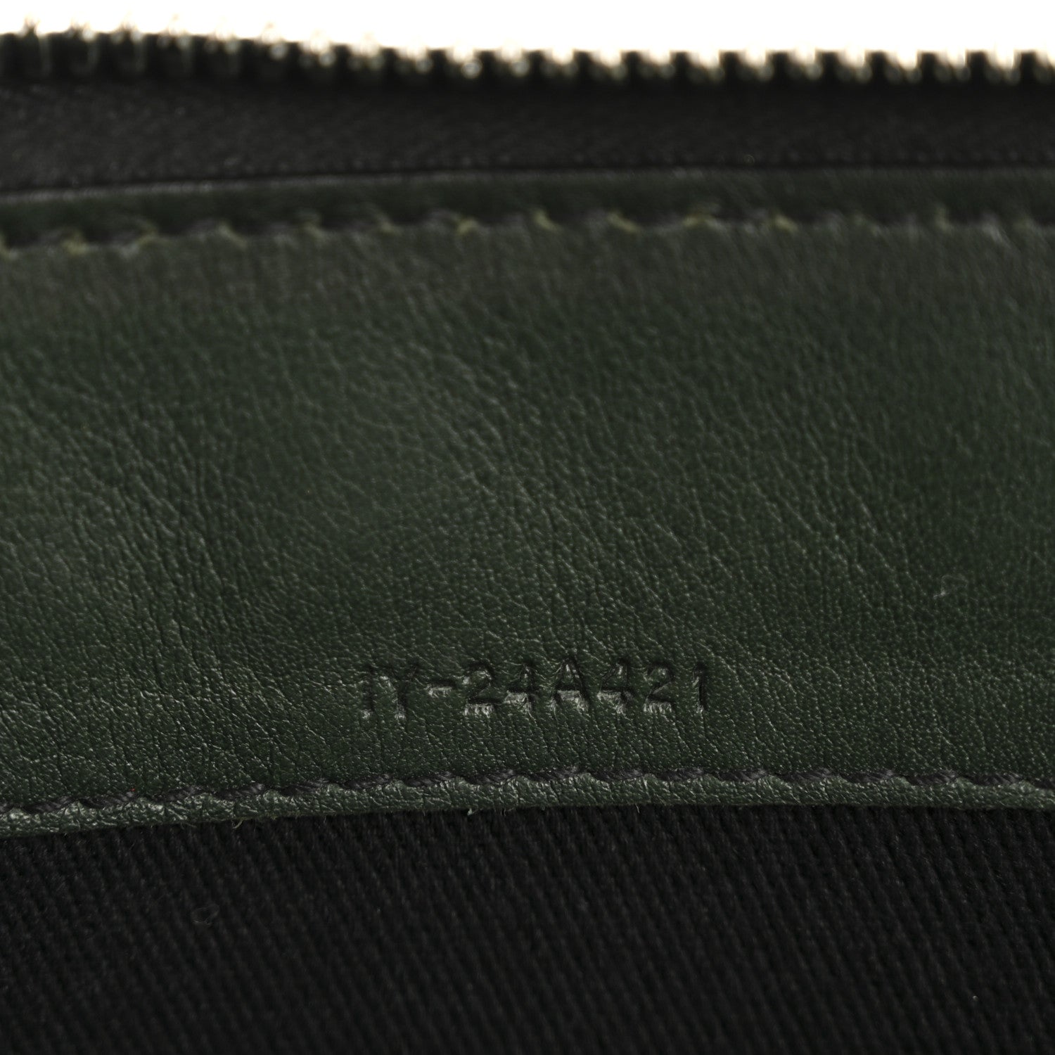 Calfskin Gancini Embossed Wristlet Clutch Dark Green