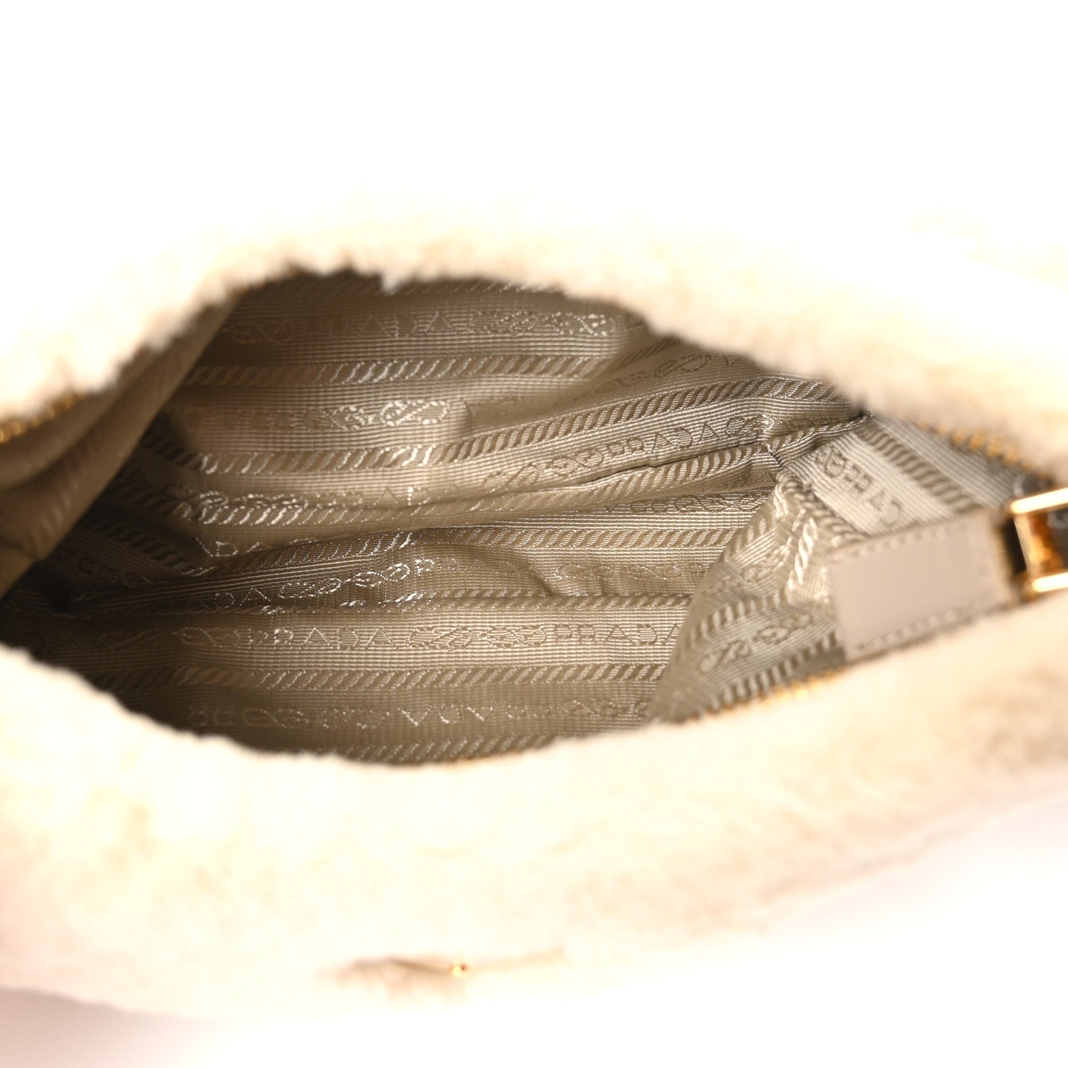 Shearling Nappa Mini Re-Edition Shoulder Bag Ecru