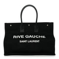 Linen Calfskin Rive Gauche Tote Black