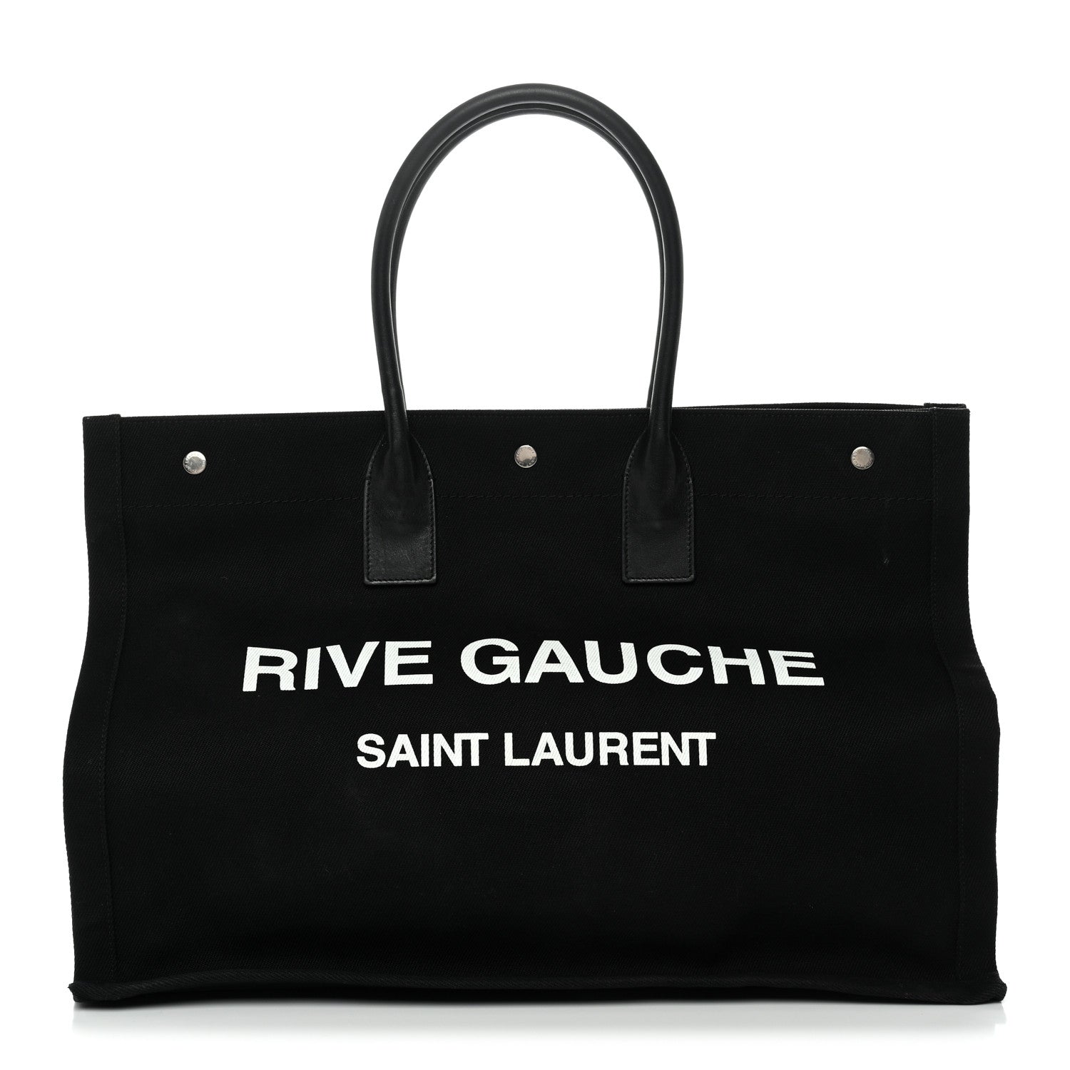 Linen Calfskin Rive Gauche Tote Black