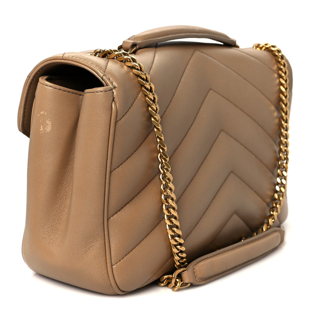 Lambskin Chevron Quilted Medium LouLou Natural Tan