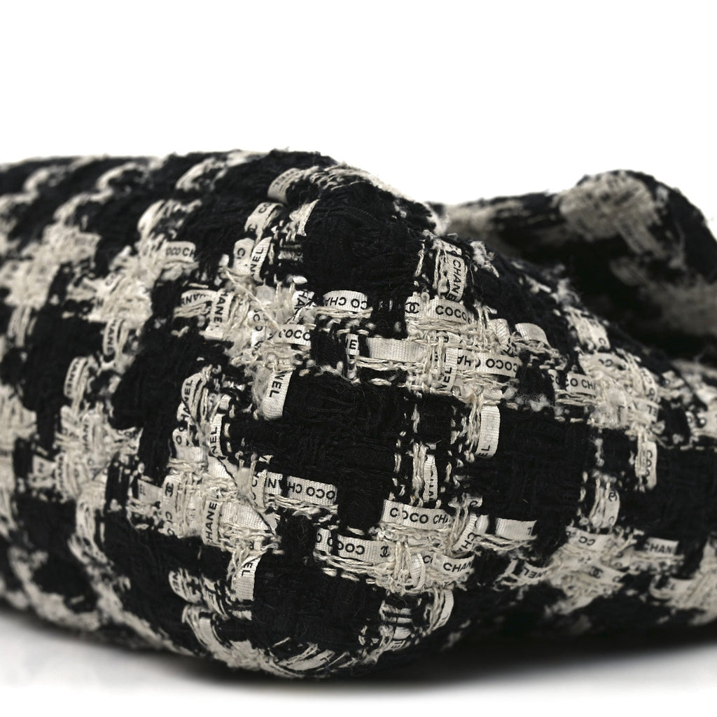 Tweed Quilted Large Chanel 19 Flap Black Ecru White