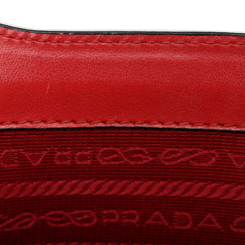 Saffiano Turn Lock Chain Shoulder Bag Fuoco
