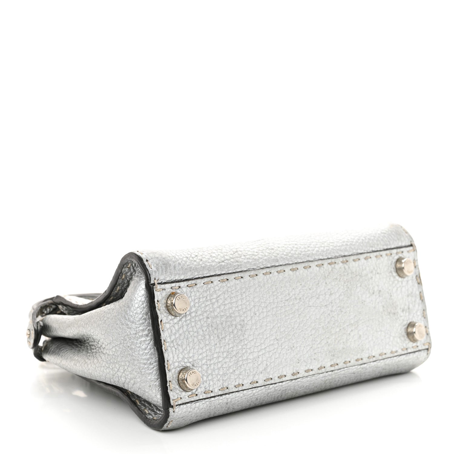 Cuoio Romano Lux Selleria Mini Peekaboo Iconic Satchel Argento
