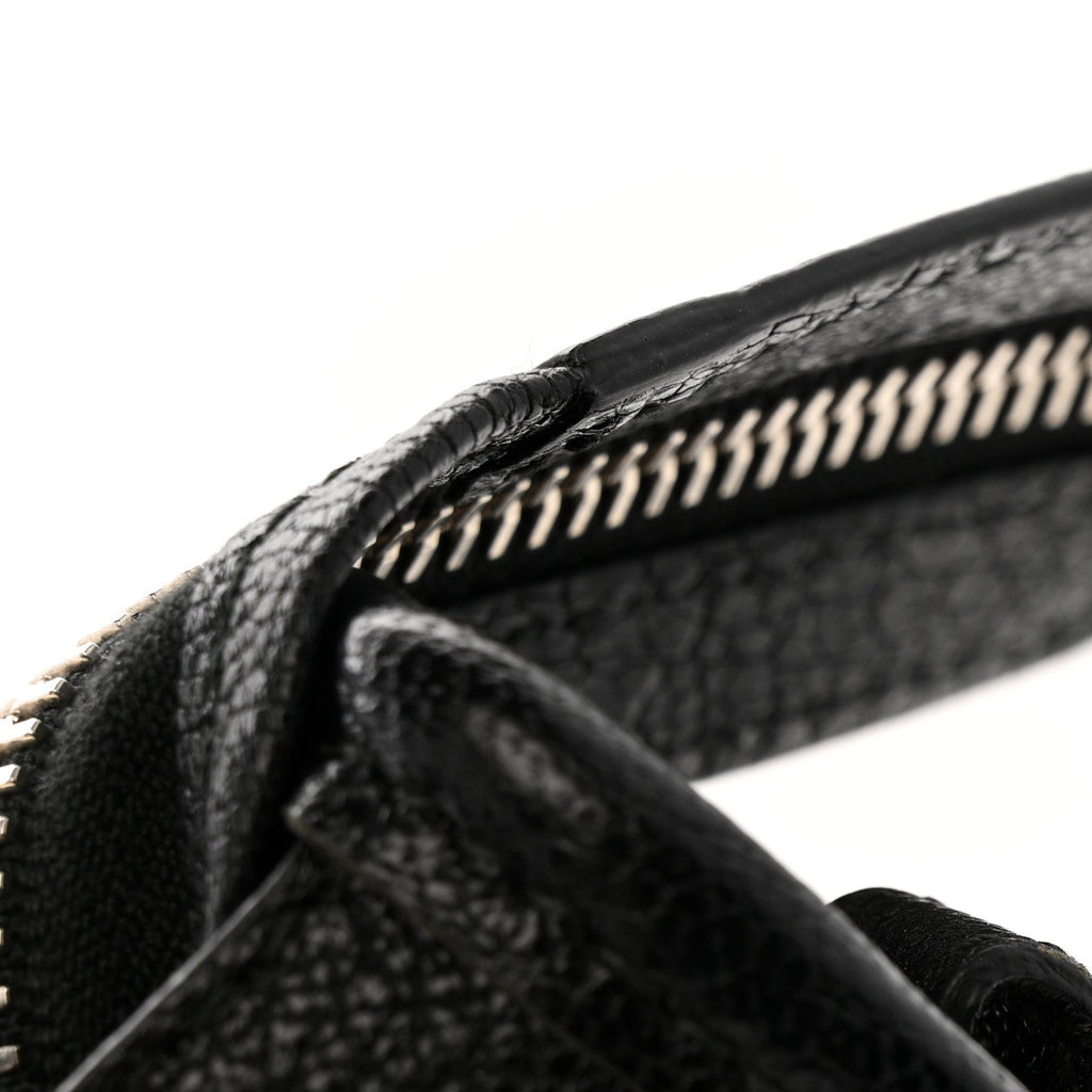 Chevre Silver Metallic Edge Hardware Nano City Black