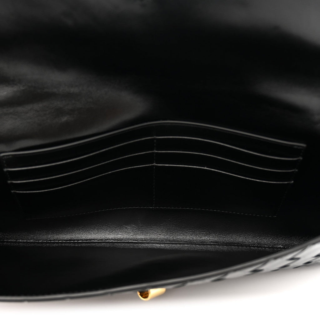 Nappa Intrecciato Long Andiamo Top Handle Clutch Black