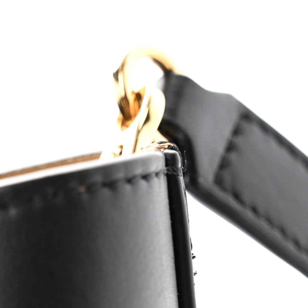 Smooth Calfskin Mini Pebble Bucket Bag Black