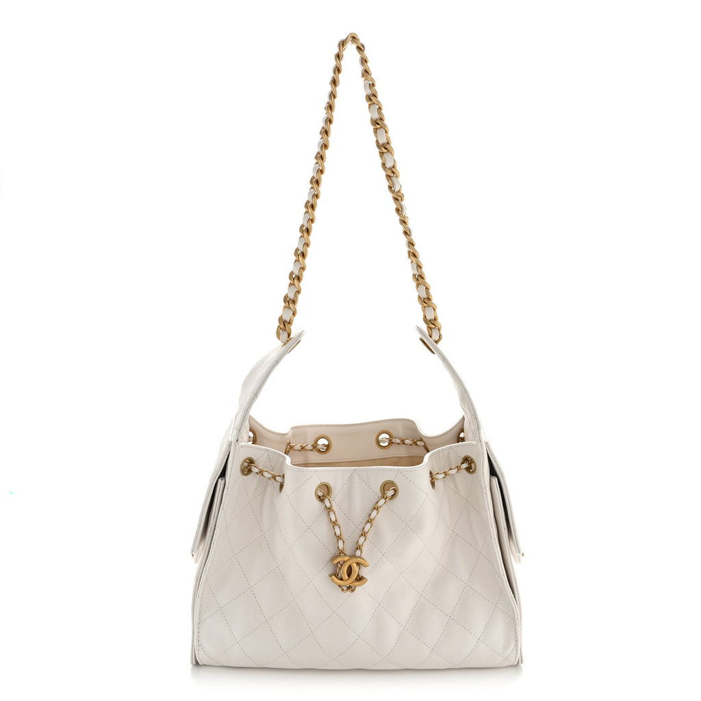 Caviar Quilted Small Chanel 25 Handbag White