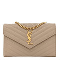 Grain De Poudre Matelasse Chevron Monogram Chain Wallet Dark Beige