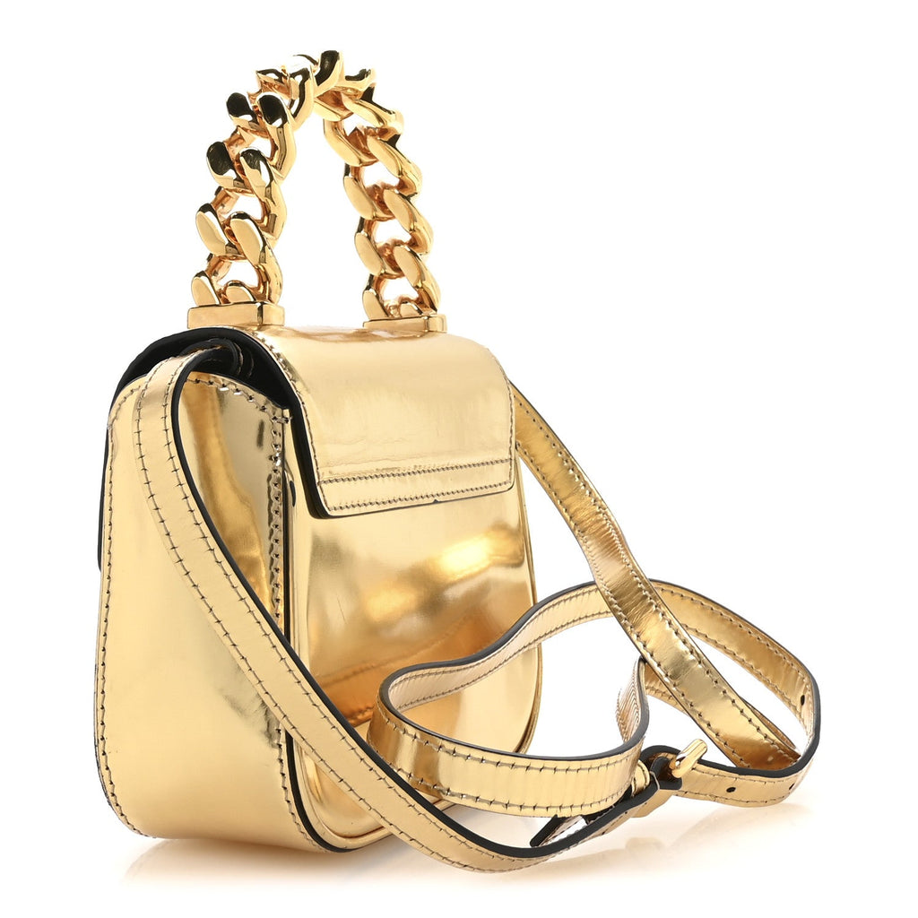 Metallic Calfskin Mini La Medusa Bag Gold