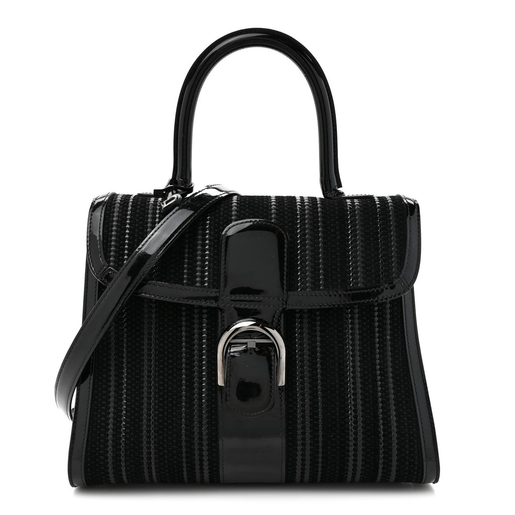 Canvas Patent Calfskin MM Brillant Satchel Black