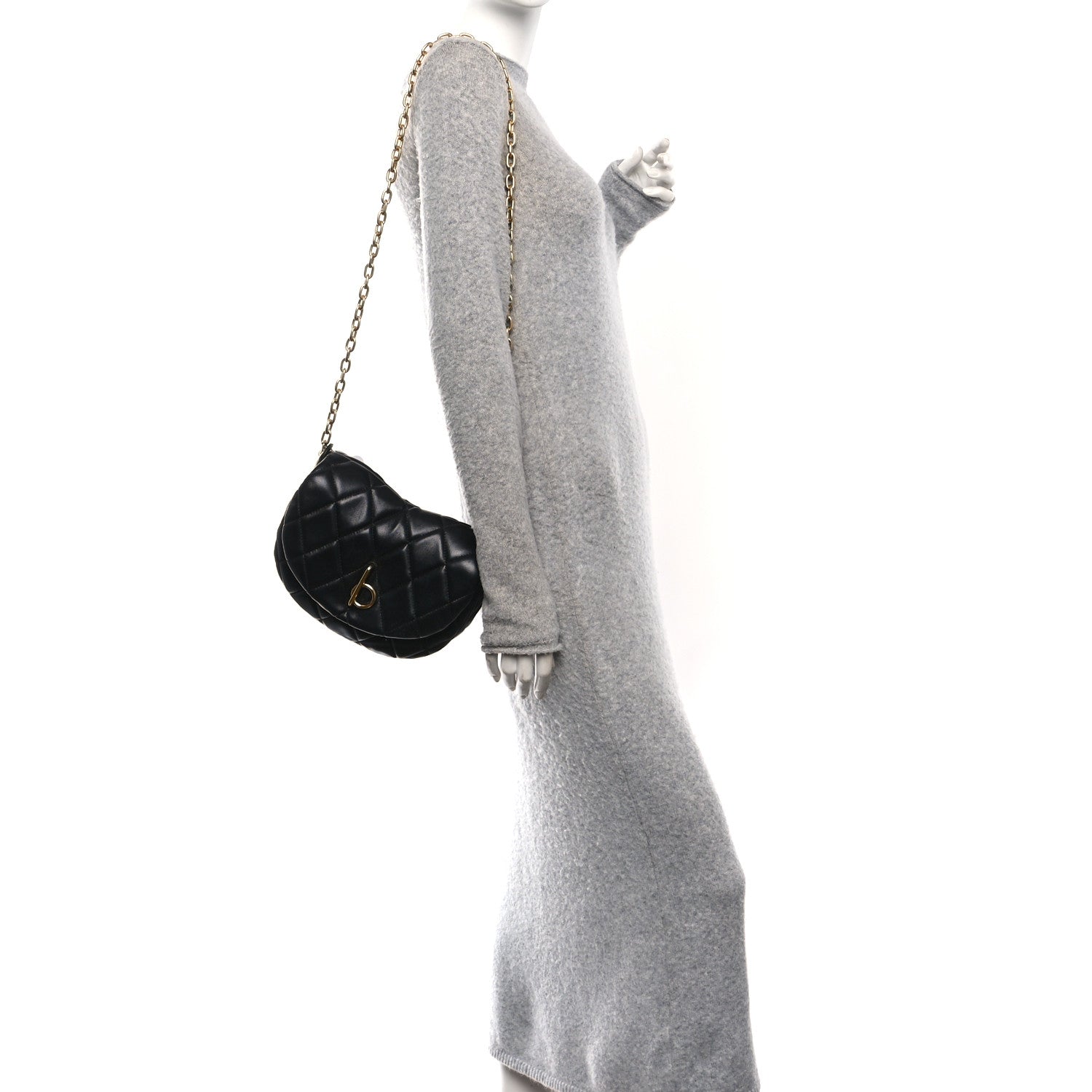 Lambskin Quilted Rocking Horse Shoulder Bag Black