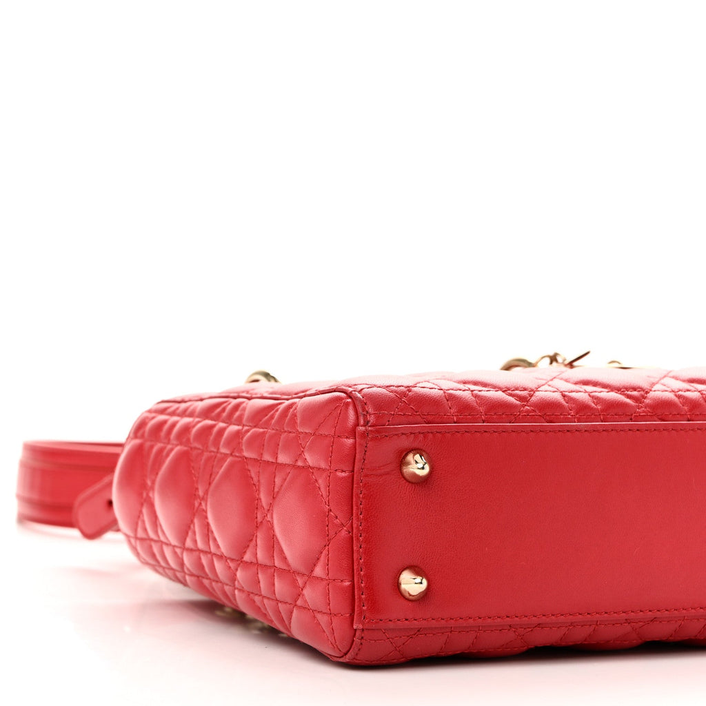 Lambskin Cannage Small Lucky Badges My Lady Dior Red