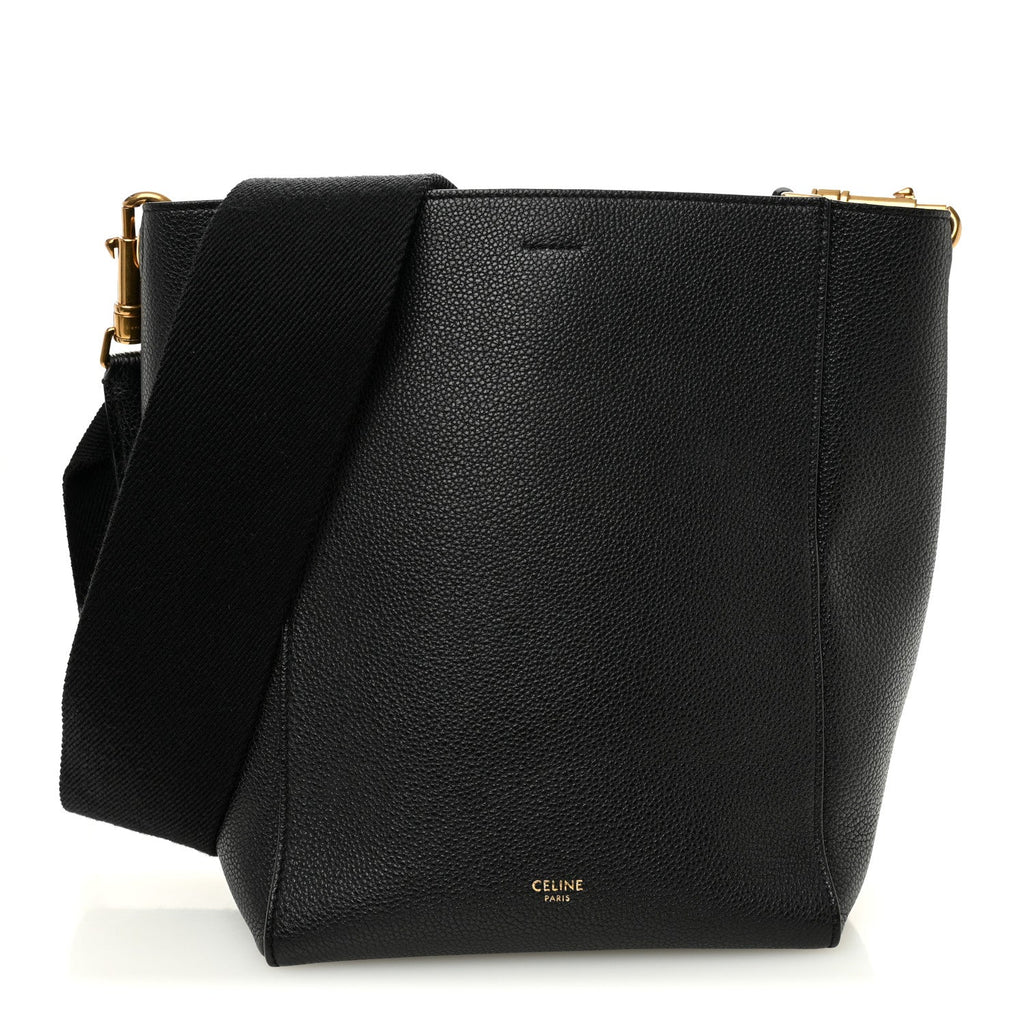 Soft Grained Calfskin Small Sangle Bucket Bag Black
