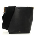 Soft Grained Calfskin Small Sangle Bucket Bag Black