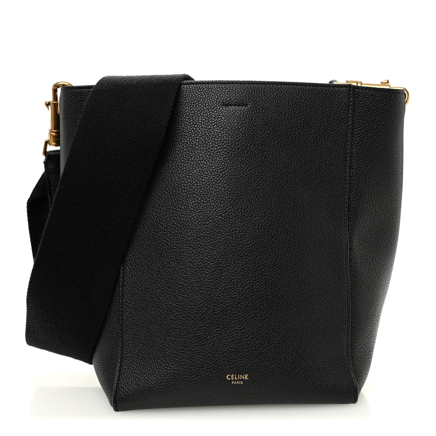 Soft Grained Calfskin Small Sangle Bucket Bag Black