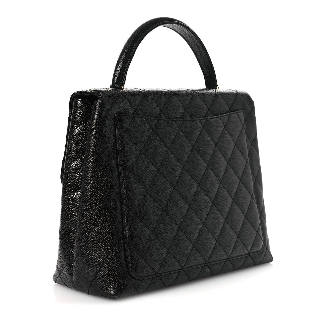 Caviar Quilted Jumbo Kelly Flap Black