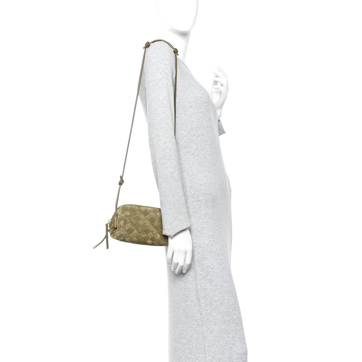 Suede Intrecciato Concert Pouch Cypress