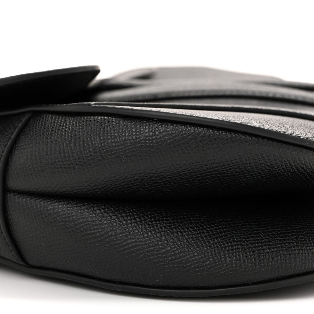 Grained Calfskin Saddle Bag Black