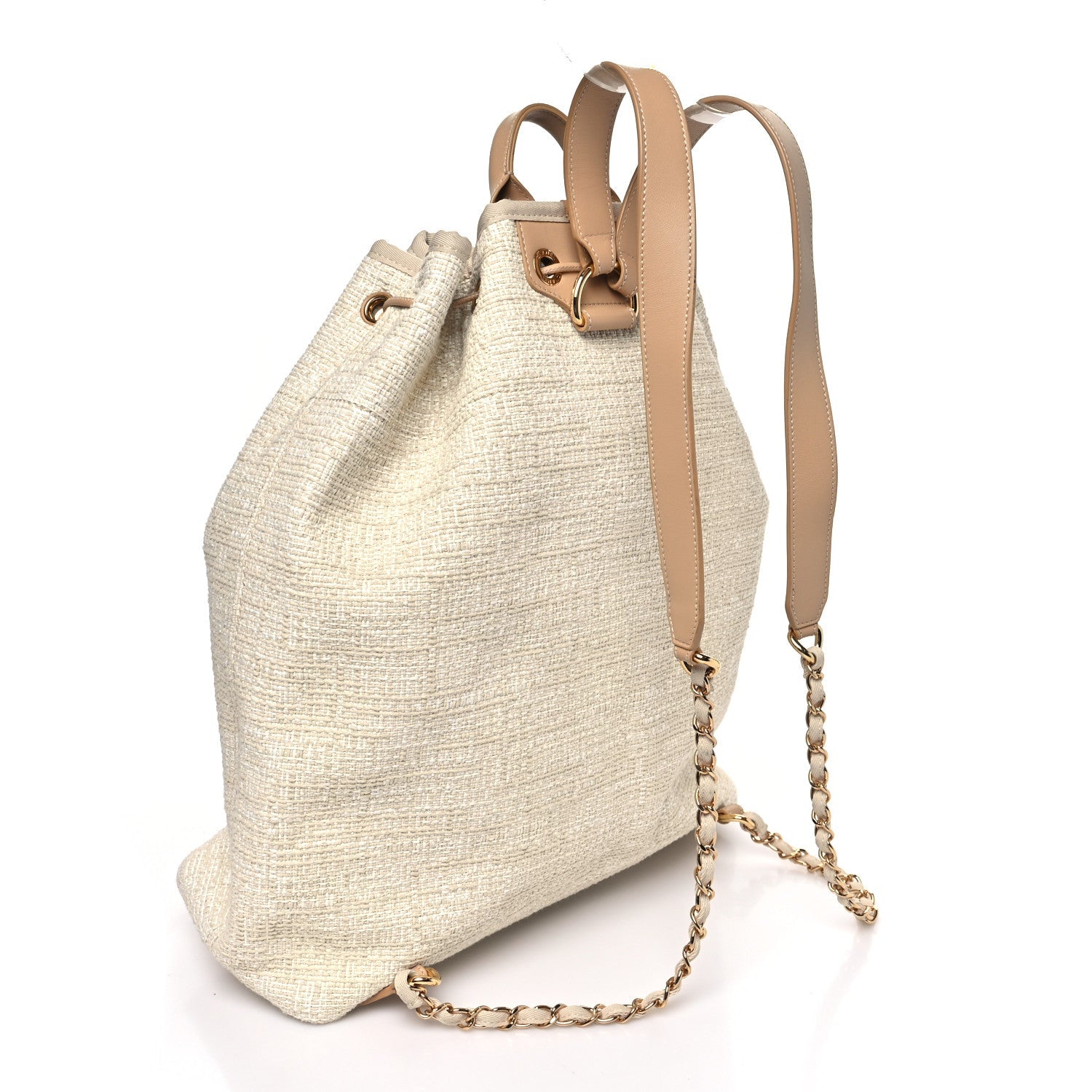 Lurex Boucle Large Deauville Backpack Beige