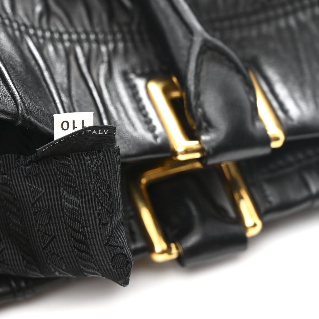 Nappa Gaufre Top Handle Satchel Black