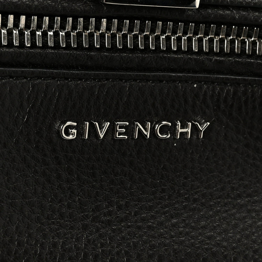 Waxy Grained Calfskin Mini Pandora Pure Flap Bag Black